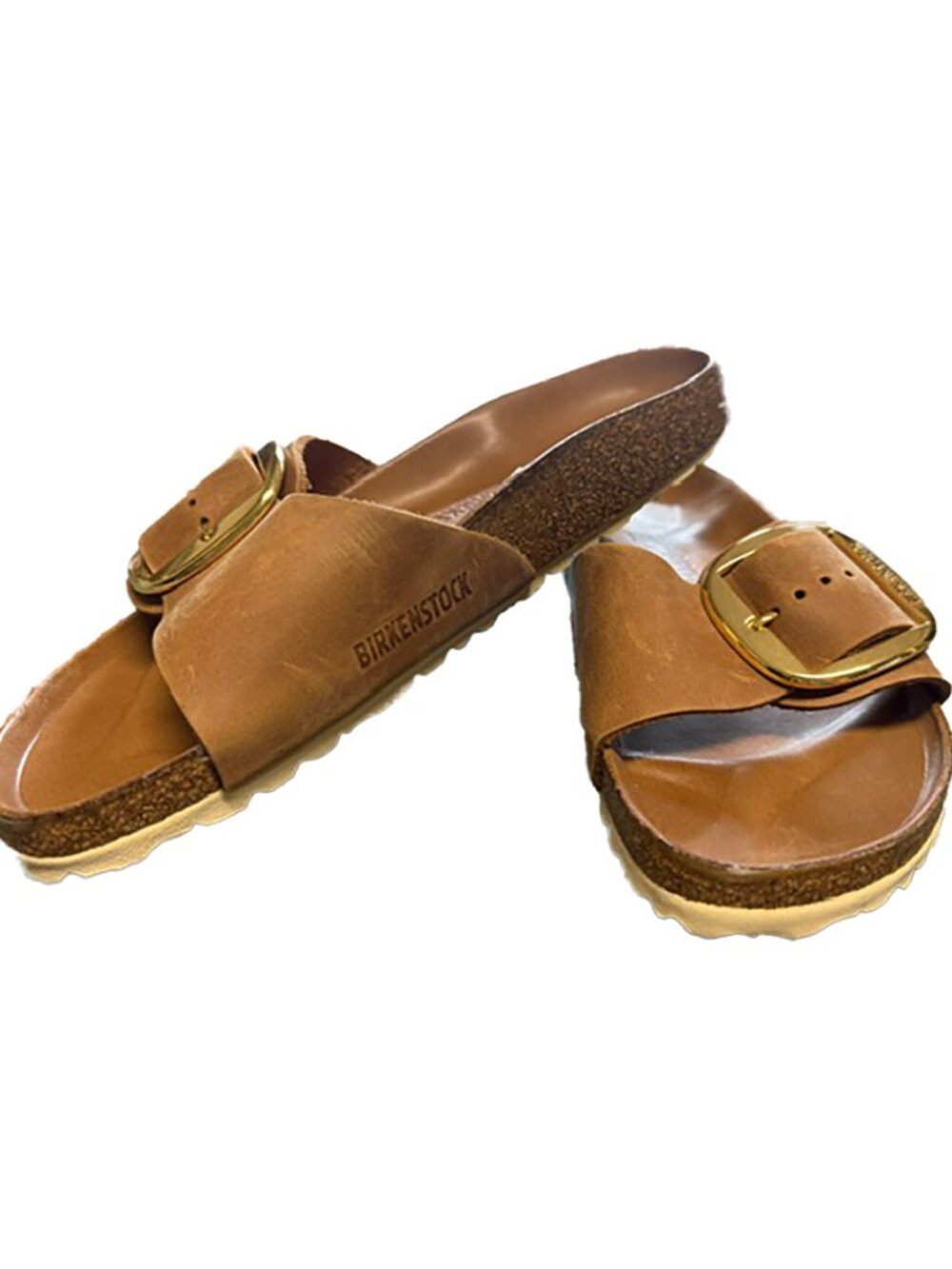 Birkenstock Madrid Big Buckle Slide Sandal Cognac Leather size 10